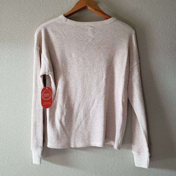 Wonder Nation Unisex Beige Stay Cozy Log Cabin Long Sleeve Waffle Knit Tee XXL - Picture 4 of 10